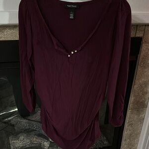 White House Black Market Burgundy Blouse